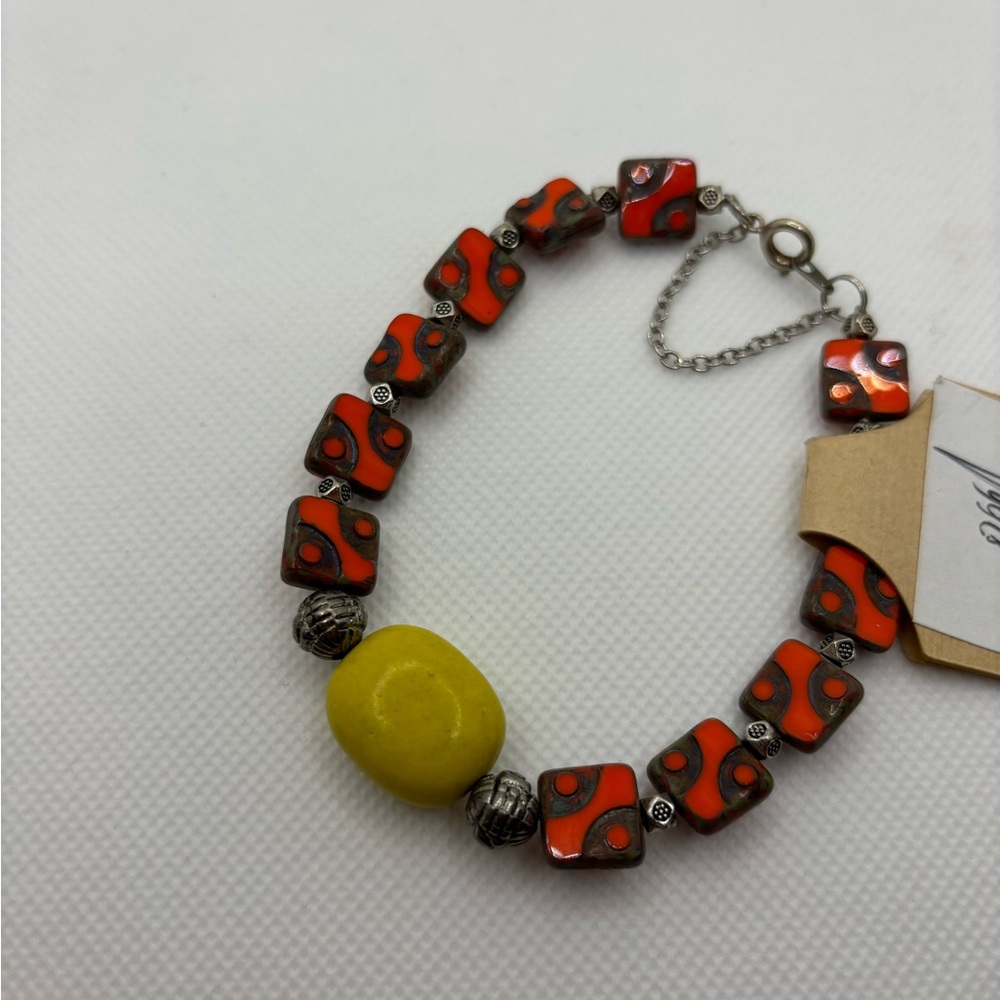Red and Yellow Beaded Bracelet